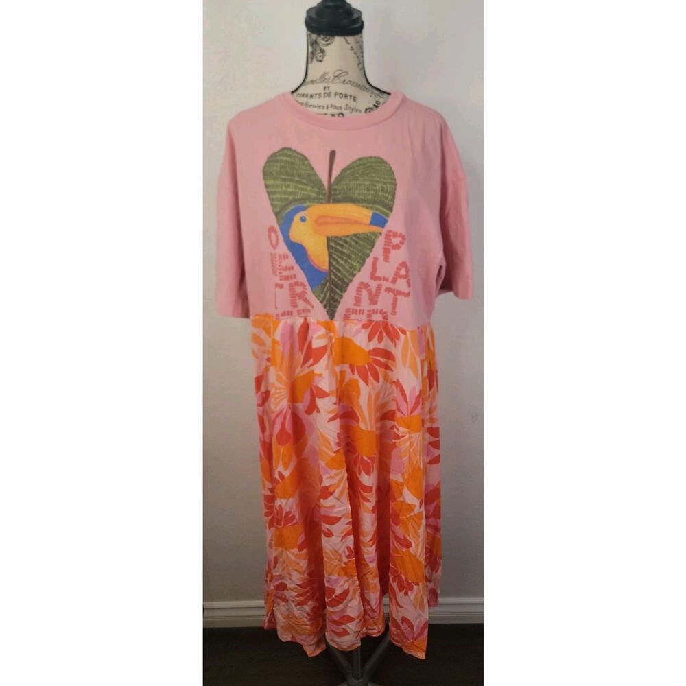 Farm Rio Anthropologie Tropical Midi Dress Womens Medium Birds Toucan Floral